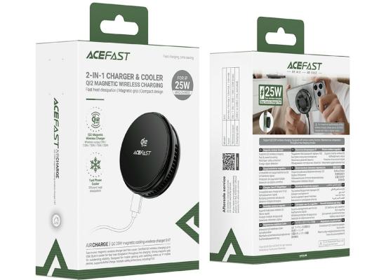 ACEFAST E47 QI2 25W Magnetic Cooling Wireless Charger Fast Phone Cooler for Gaming - Black